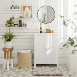 Calicosy Meuble de rangement salle de bain avec 2 portes - L60 cm* Etagère Salle De Bains