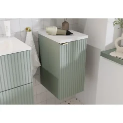 Meublorama Meuble de rangement salle de bain ELVINA 1 porte H57 cm Vert sauge pastel Suspendu* Armoire De Salle De Bains