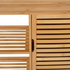 IDMarket Meuble de rangement salle de bain bambou BEA 3 étagères avec placard* Armoire De Salle De Bains