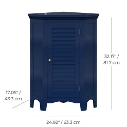 Teamson Home Meuble de rangement sur pied effet bois bleu porte persienne