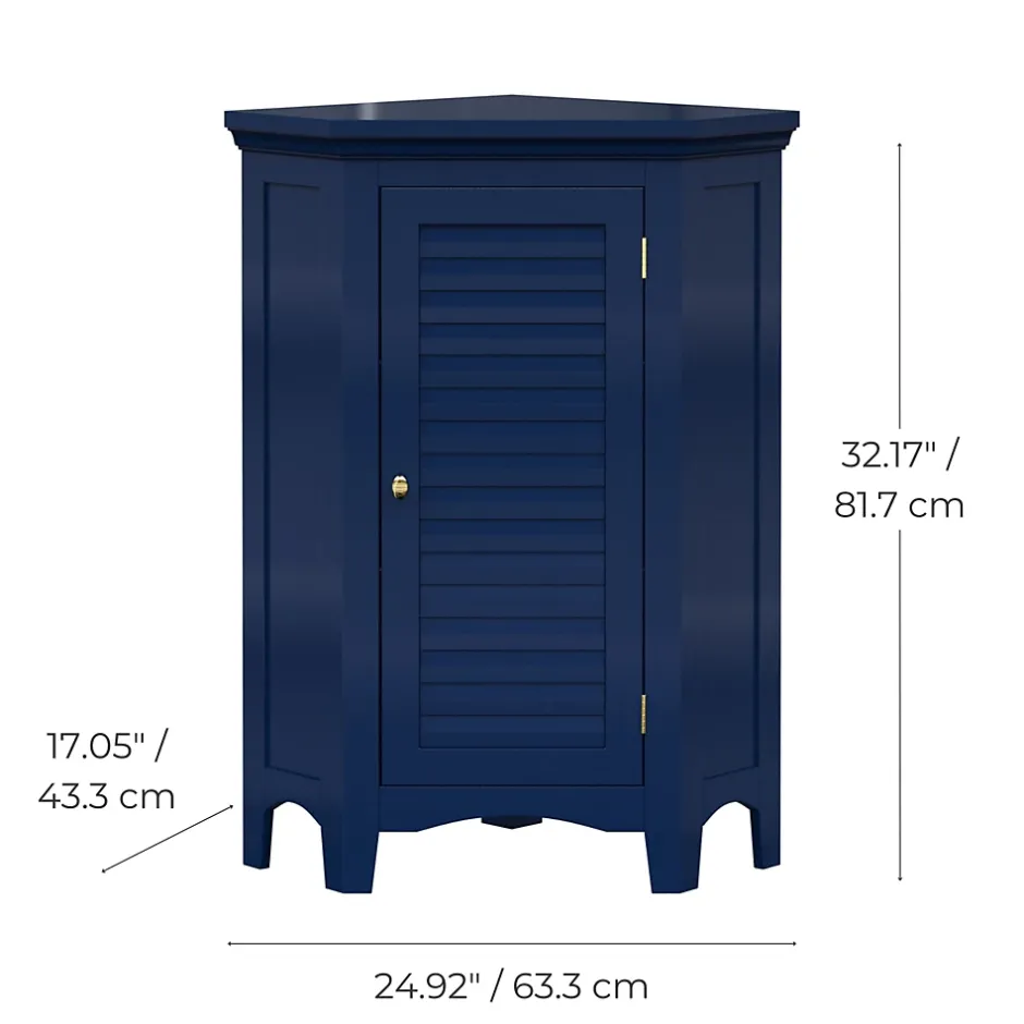 Teamson Home Meuble de rangement sur pied effet bois bleu porte persienne