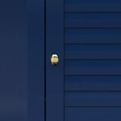 Teamson Home Meuble de rangement sur pied effet bois bleu porte persienne