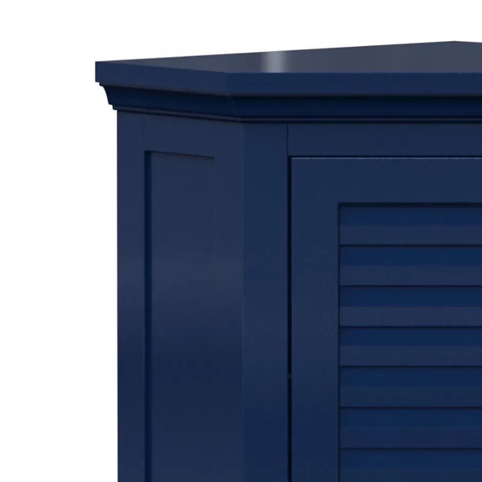 Teamson Home Meuble de rangement sur pied effet bois bleu porte persienne