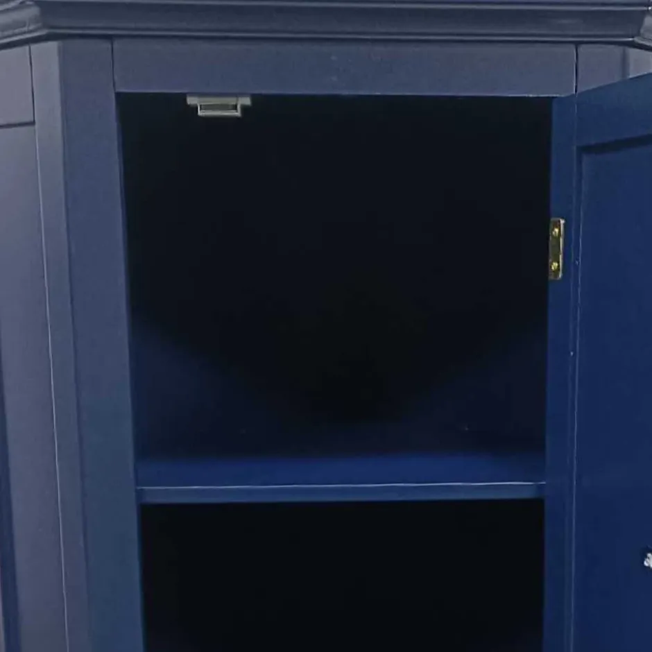 Teamson Home Meuble de rangement sur pied effet bois bleu porte persienne