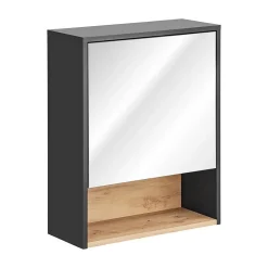 Meublorama Meuble de rangement TALOKA 75 cm Gris anthracite et chene clair Design suspendu