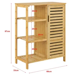 [En.Casa] Meuble de rangement Vetlanda avec étagère pour salle de bain bambou en.casa