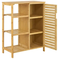 [En.Casa] Meuble de rangement Vetlanda avec étagère pour salle de bain bambou en.casa