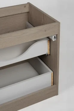 3xE Living Meuble de salle de bain 100 cm (80+20) avec plan de travail supérieur + pieds meuble, Couleur: Chêne Foncé, 100 x 46 x 80,7 cm* Lave-Mains