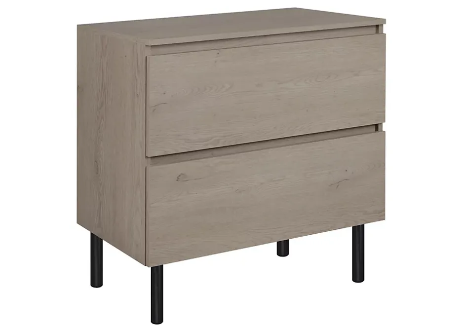 3xE Living Meuble de salle de bain 80 cm avec plan de travail supérieur + pieds meuble, Couleur: Chêne Foncé, 80 x 46 x 80,7 cm