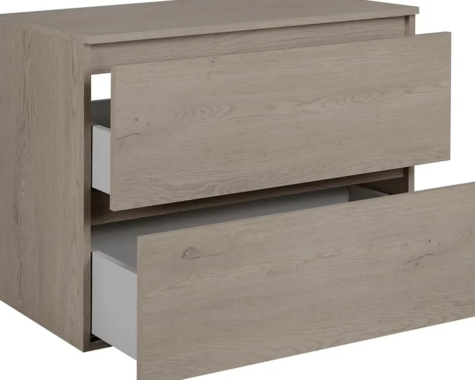 3xE Living Meuble de salle de bain 80 cm avec plan de travail supérieur + pieds meuble, Couleur: Chêne Foncé, 80 x 46 x 80,7 cm