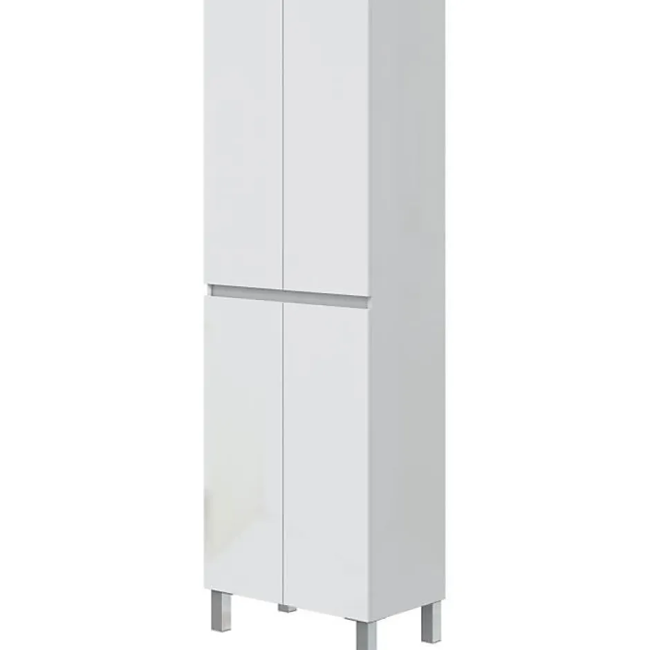 Generic Meuble de salle de bain - double colonne - Blanc brillant - 4 portes - L60 x P35 x H182 cm - DESTAL* Colonne De Salle De Bains