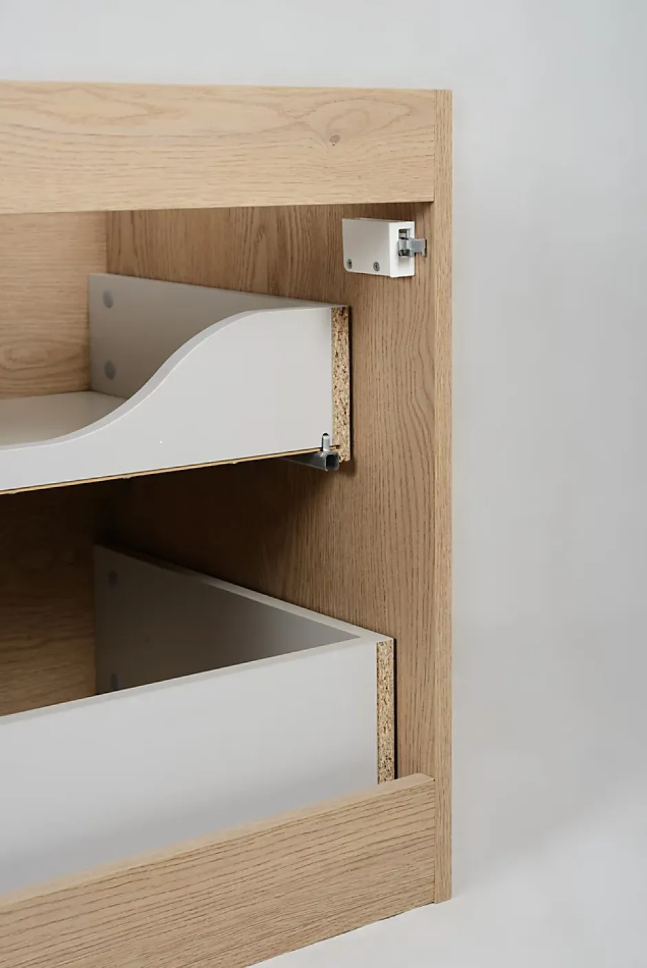 3xE Living Meuble de salle de bain 100 cm (80+20), pieds, Couleur : Chêne Clair, 100 x 46 x 80,7 cm, sans plan de travail* Lave-Mains