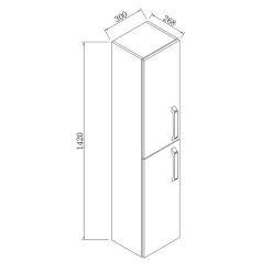 AICA Sanitaire Meuble de salle de bain 2 portes, colonne de salle de bain 30x27x142 cm, armoire murale blanche,* Armoire De Salle De Bains