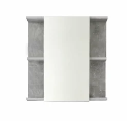 Chb Collection Meuble de salle de bain - Armoire de toilette avec miroir et LED en mélaminé blanc-gris. L-H-P:60-62-20cm* Armoire De Toilette
