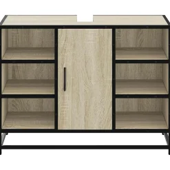 Vidaxl Meuble de salle de bain avec lavabo Chêne Sonoma 80 x 33 x 60 cm Bois d'ingénierie* Meuble Wc