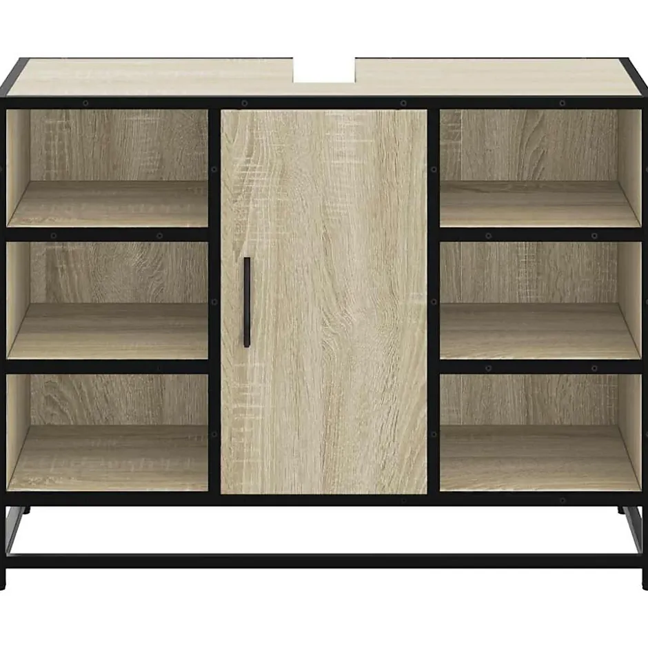 Vidaxl Meuble de salle de bain avec lavabo Chêne Sonoma 80 x 33 x 60 cm Bois d'ingénierie* Meuble Wc