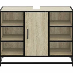 Vidaxl Meuble de salle de bain avec lavabo Chêne Sonoma 80 x 33 x 60 cm Bois d'ingénierie* Meuble Wc