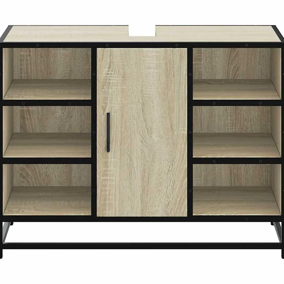 Vidaxl Meuble de salle de bain avec lavabo Chêne Sonoma 80 x 33 x 60 cm Bois d'ingénierie* Meuble Wc