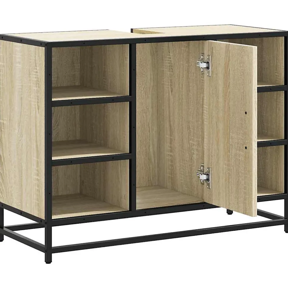 Vidaxl Meuble de salle de bain avec lavabo Chêne Sonoma 80 x 33 x 60 cm Bois d'ingénierie* Meuble Wc