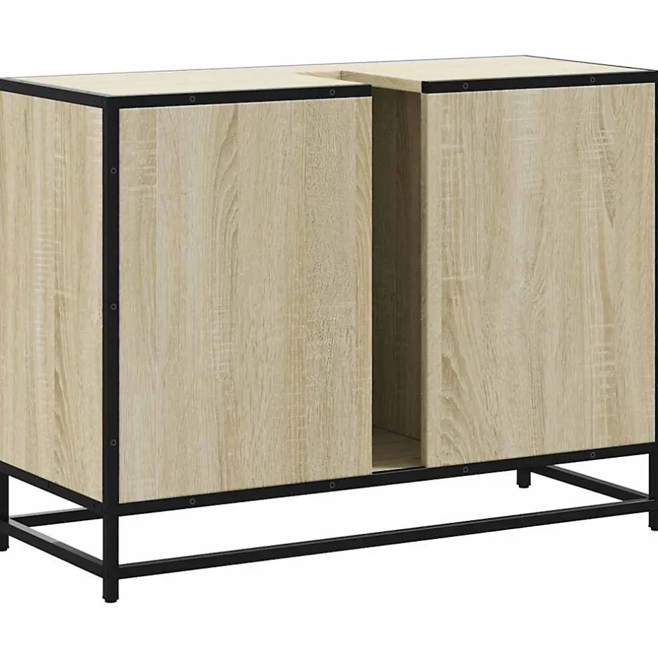 Vidaxl Meuble de salle de bain avec lavabo Chêne Sonoma 80 x 33 x 60 cm Bois d'ingénierie* Meuble Wc