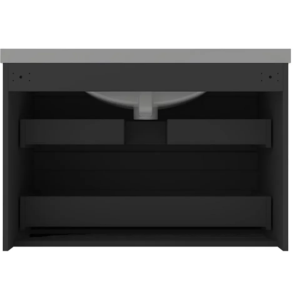 AICA Sanitaire Meuble de salle de bain anthracite 80cm, suspendu avec 2 tiroirs