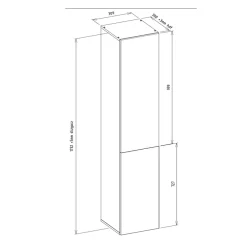 3xE Living Meuble de salle de bain avec panier à linge, cachemire, 174 x 31 x 30cm