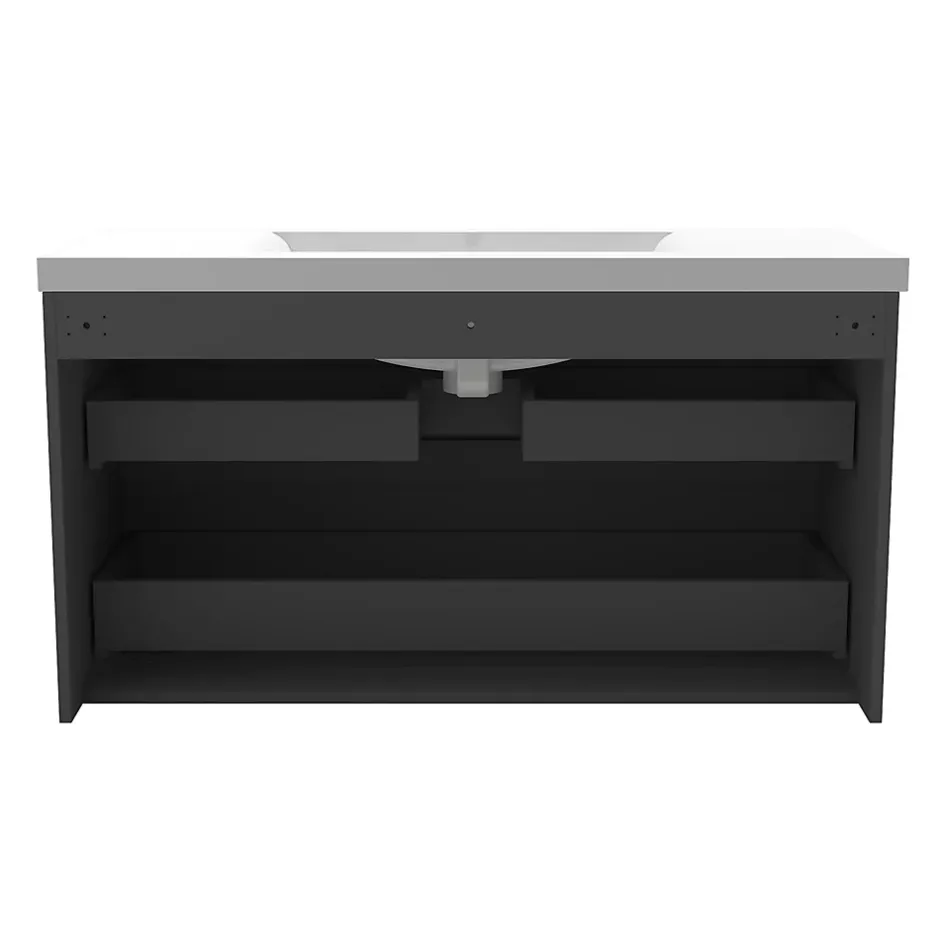 AICA Sanitaire Meuble de salle de bain anthracite 100cm, suspendu avec 2 tiroirs