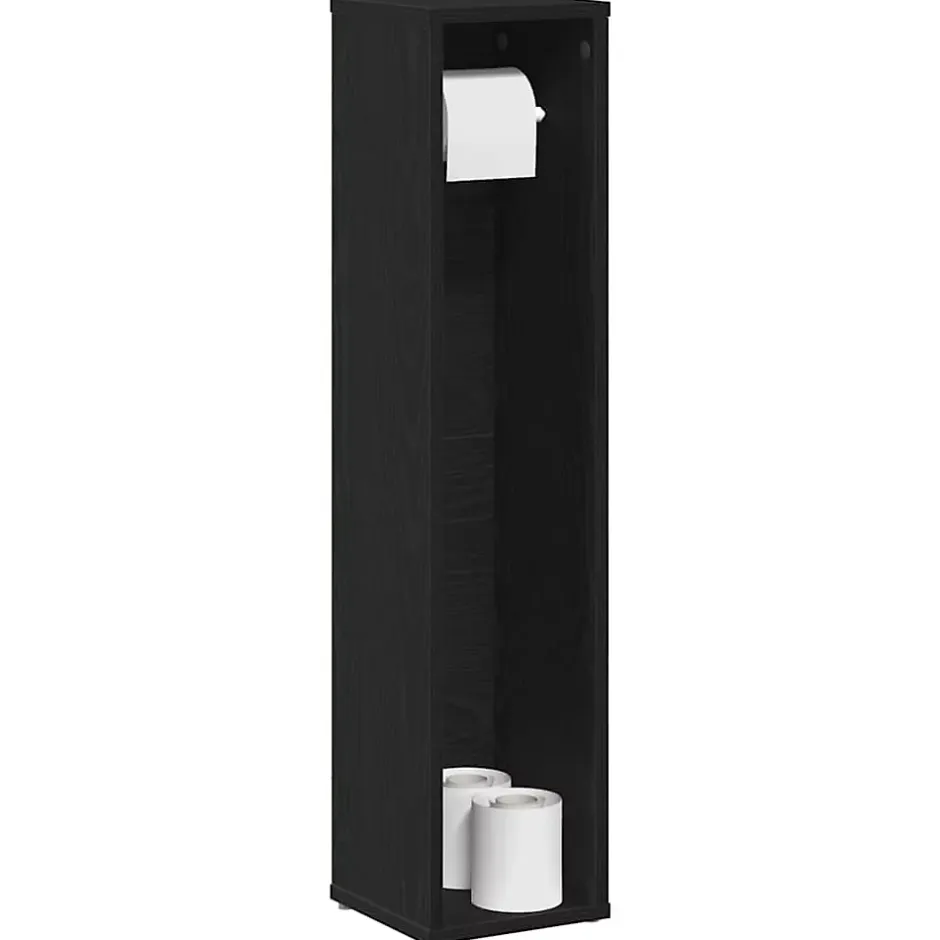 Vidaxl Meuble de salle de bain avec porte-rouleau noir 20,5x20x90 cm* Meuble Wc