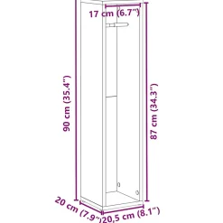 Vidaxl Meuble de salle de bain avec porte-rouleau noir 20,5x20x90 cm* Meuble Wc