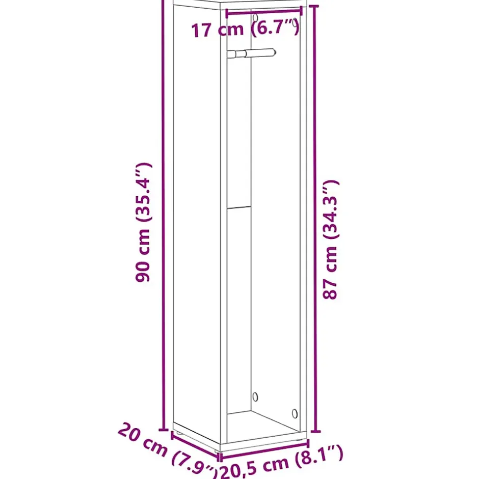 Vidaxl Meuble de salle de bain avec porte-rouleau noir 20,5x20x90 cm* Meuble Wc