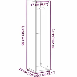 Vidaxl Meuble de salle de bain avec porte-rouleau noir 20,5x20x90 cm* Meuble Wc