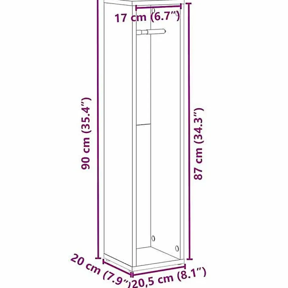 Vidaxl Meuble de salle de bain avec porte-rouleau noir 20,5x20x90 cm* Meuble Wc