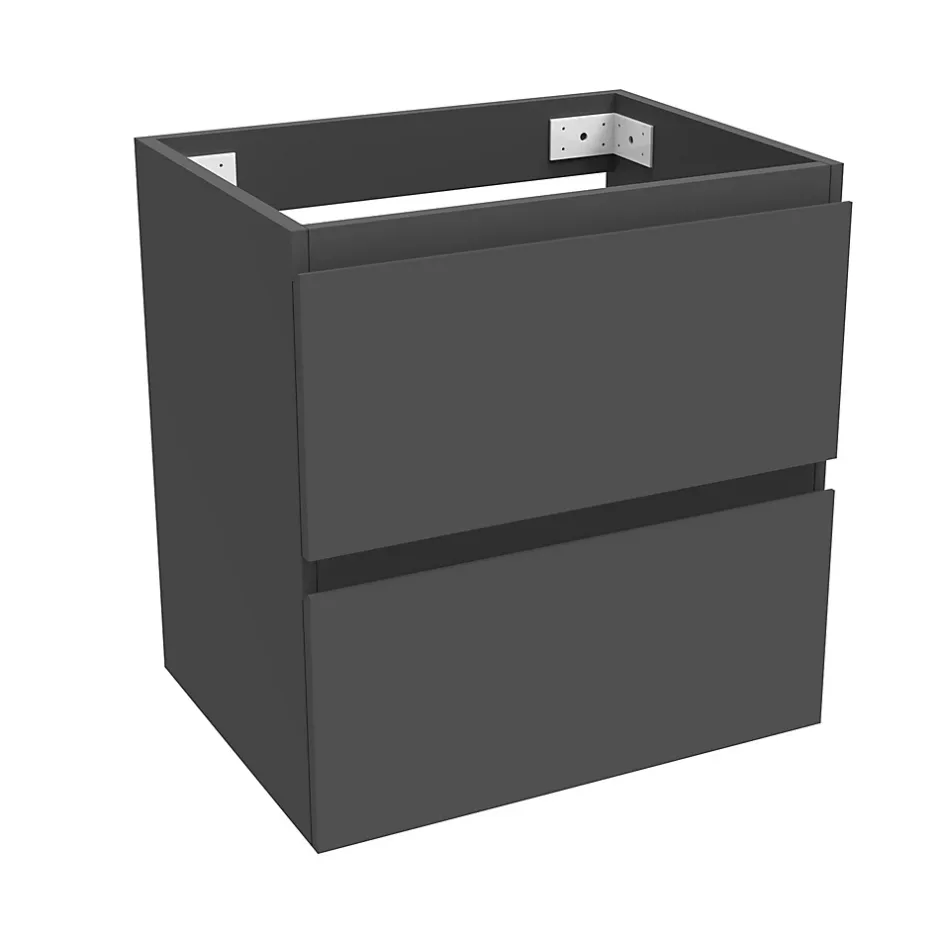 AICA Sanitaire Meuble de salle de bain anthracite 50cm, suspendu avec 2 tiroirs