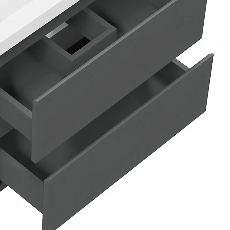 AICA Sanitaire Meuble de salle de bain anthracite 50cm, suspendu avec 2 tiroirs