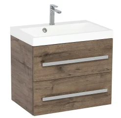 Naturel Meuble de salle de bain avec lavabo Cube Way 60x40 cm chêne Wellington (CUBE260ZDW)* Lave-Mains