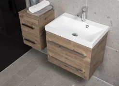 Naturel Meuble de salle de bain avec lavabo Cube Way 60x40 cm chêne Wellington (CUBE260ZDW)* Lave-Mains