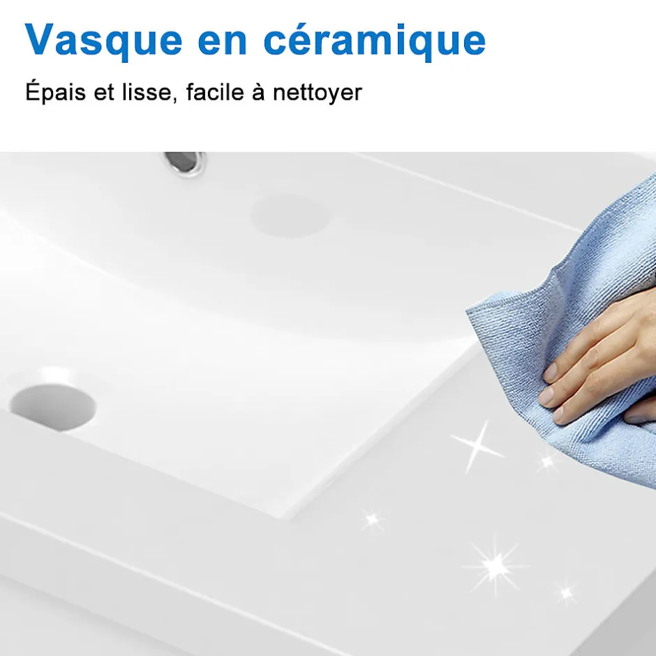 AICA Sanitaire Meuble de salle de bain avec lavabo, 100 cm, 2 tiroirs avec fermeture amortie, meuble suspendu anthracite* Meuble Vasque