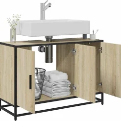 Vidaxl Meuble de salle de bain avec lavabo Chêne Sonoma 90 x 33 x 60 cm Bois d'ingénierie