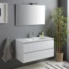 Kiamami Valentina Meuble De Salle De Bain Avec Tiroirs 100Cm Lavabo Et Miroir Blanc Brillant - Benaco