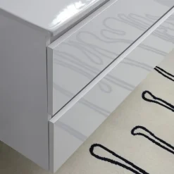 Kiamami Valentina Meuble De Salle De Bain Avec Tiroirs 100Cm Lavabo Et Miroir Blanc Brillant - Benaco