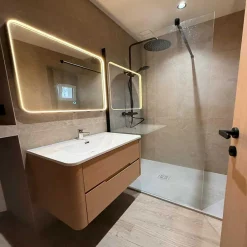 Jindoli Meuble de salle de bain avec vasque 100 cm effet chêne naturel Aquabale* Meuble Vasque