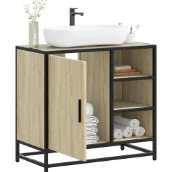 Vidaxl Meuble de salle de bain avec lavabo Chêne Sonoma 65 x 33 x 60 cm Bois d'ingénierie* Meuble Wc