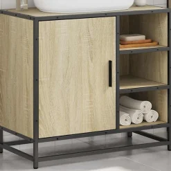 Vidaxl Meuble de salle de bain avec lavabo Chêne Sonoma 65 x 33 x 60 cm Bois d'ingénierie* Meuble Wc