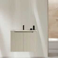 Jindoli Meuble de salle de bain avec vasque 80 cm amande Aquavenus* Meuble Vasque
