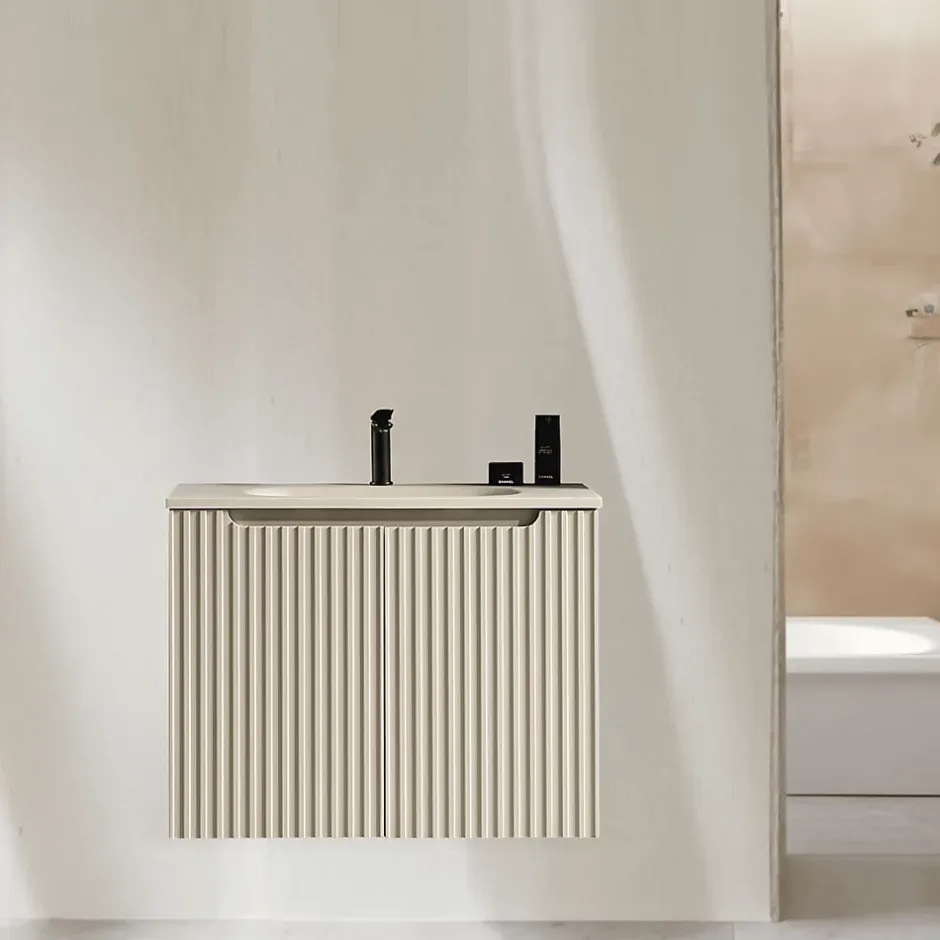 Jindoli Meuble de salle de bain avec vasque 80 cm amande Aquavenus* Meuble Vasque