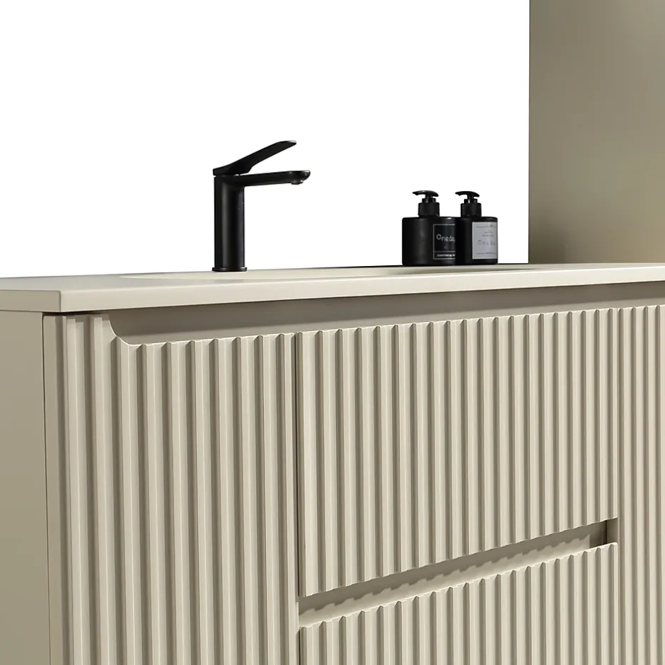 Jindoli Meuble de salle de bain avec vasque 80 cm amande Aquavenus* Meuble Vasque