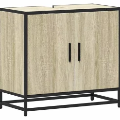 Vidaxl Meuble de salle de bain avec lavabo Chêne Sonoma 65 x 33 x 60 cm Bois d'ingénierie* Meuble Wc