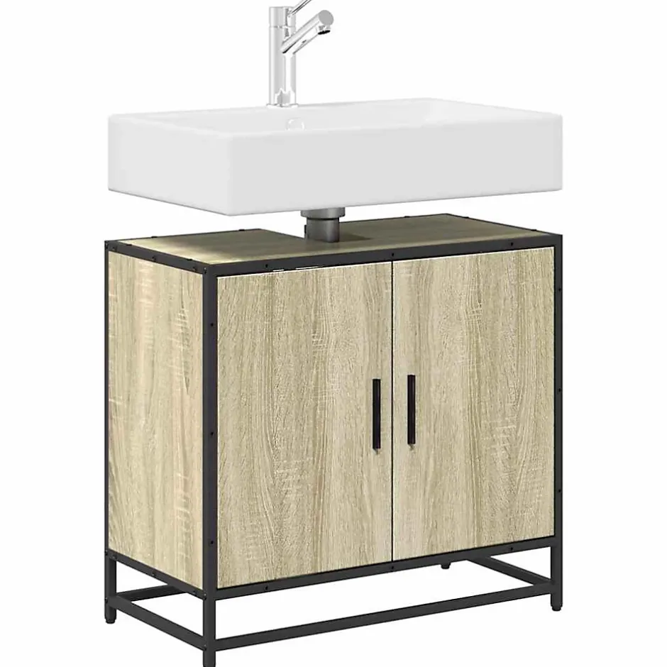 Vidaxl Meuble de salle de bain avec lavabo Chêne Sonoma 65 x 33 x 60 cm Bois d'ingénierie* Meuble Wc