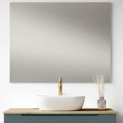 Kibath Meuble de salle de bain avec vasque, miroir et applique LED BOREAL 100x45 cm finition Bleu Océan mat 2 tiroirs suspendus* Ensemble Meuble De Salle De Bains
