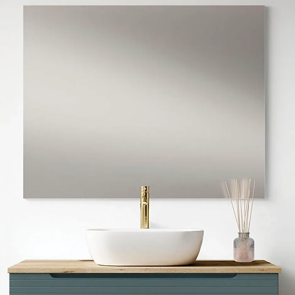 Kibath Meuble de salle de bain avec vasque, miroir et applique LED BOREAL 100x45 cm finition Bleu Océan mat 2 tiroirs suspendus* Ensemble Meuble De Salle De Bains